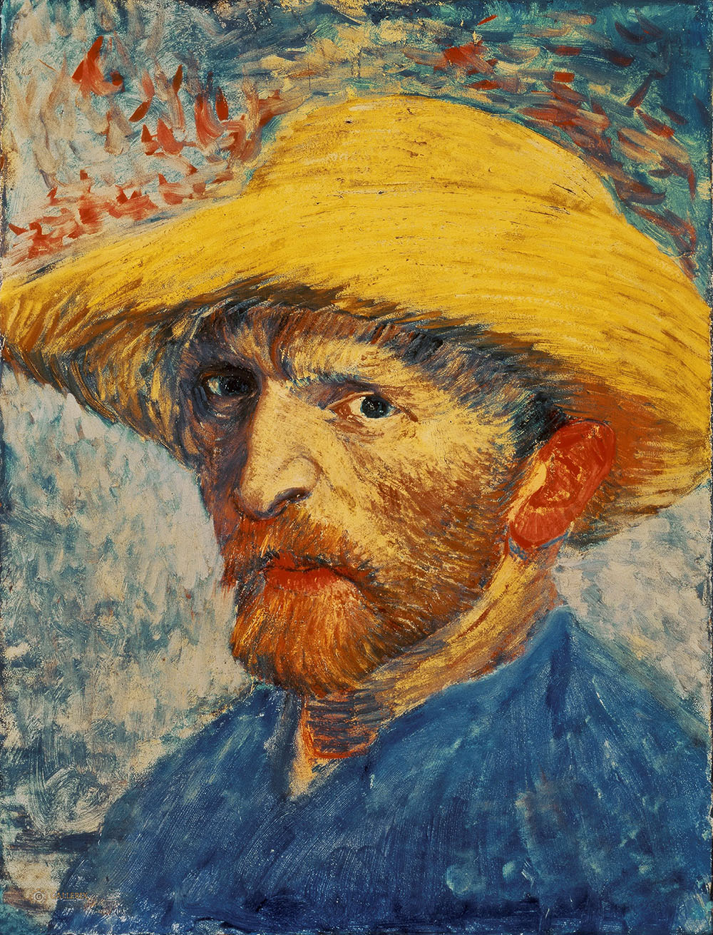 Винсент Ван Гог. "Автопортрет в соломенной шляпе". 1887. Институт искусств, Детройт.